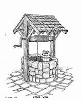Well Water Wishing Hand Drawing Sketch Wells Drawings Dug Vintage Old Bucket Pencil Crank Clipart Landscape Sketches Drinking Draw Pulley sketch template