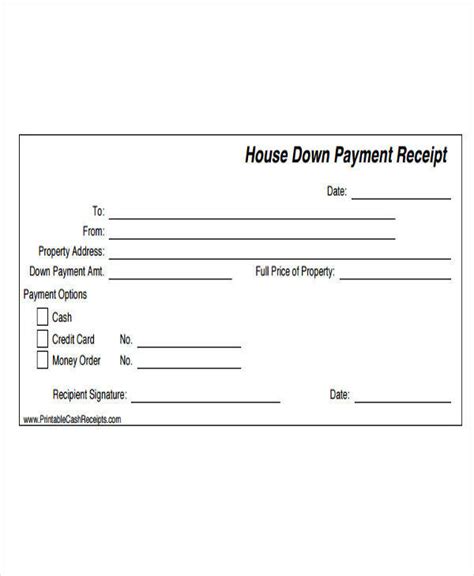 car vehicle downpayment receipt template word  eforms