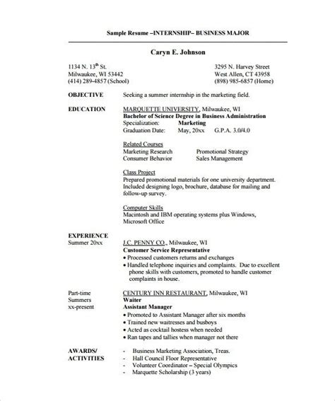 sample internship resume templates   word job resume