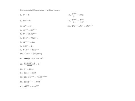 applications  exponential  logarithmic functions worksheet