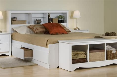 platform storage bed  bookcase headboard bed sizefullcolorwhite