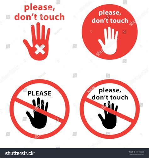 do not touch signs set hand stock vector 438460333