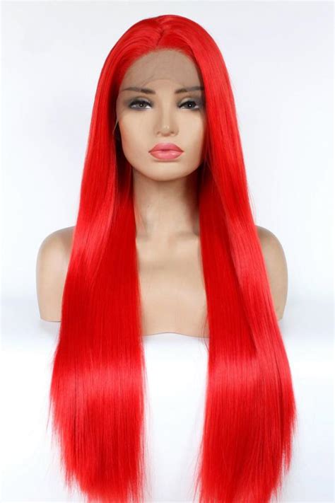 Truly Red Long Straight Lace Front Wig Synthetic Wigs Babalahair
