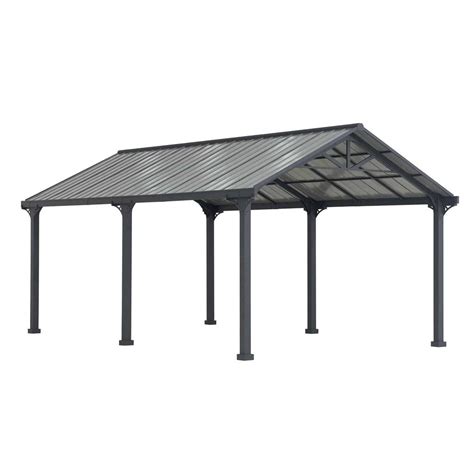 sunjoy  metal carport black steel gable roof gazebo outdoor