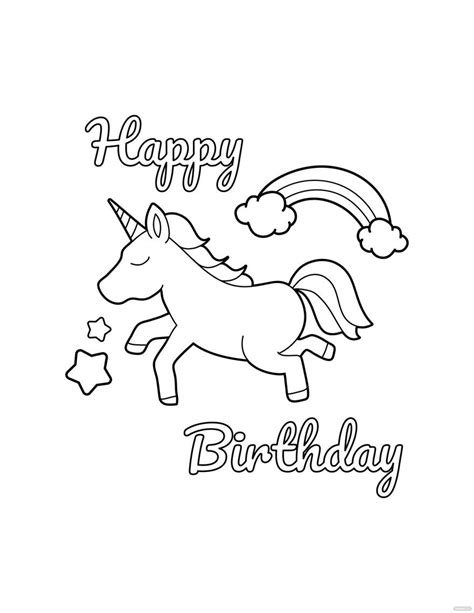 happy birthday unicorn coloring page  illustrator  svg jpg eps
