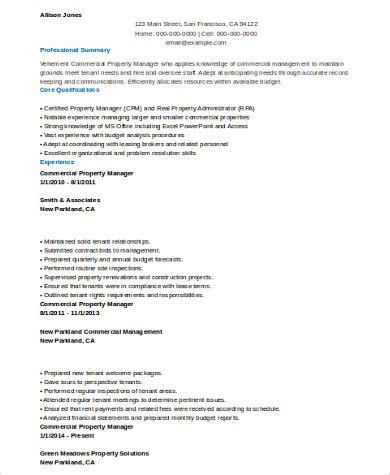 sample property manager resume templates  ms word