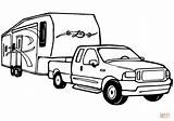 Coloring Trailer Pages Gooseneck Truck Camper Rv Template sketch template