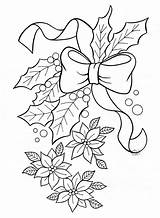 Christmas Coloring Pages Mistletoe Printable Adult Sheets Poinsettia Flowers Disegni Printables Colouring Print Color Book Embroidery Flower Inside Ricamo Getcolorings sketch template