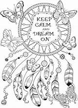 Coloring Dream Pages Printable Adults Catcher Adult Catchers Colouring Books Dreamcatcher Book Sheets Kids Dover Words Publications Calm Keep Print sketch template