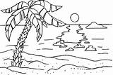 Beach Coloring Pages Scene Sunset Printable Getcoloringpages sketch template