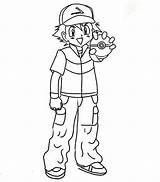 Pokemon Ash Coloring Ketchum Ball His Proud Show Good sketch template