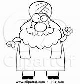 Man Sikh Muslim Cartoon Clipart Chubby Waving Coloring Cory Thoman Vector Outlined Illustration Royalty Patrimonio Turban Watercolor Wearing Portrait Male sketch template