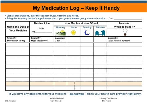 daily medication chart printable