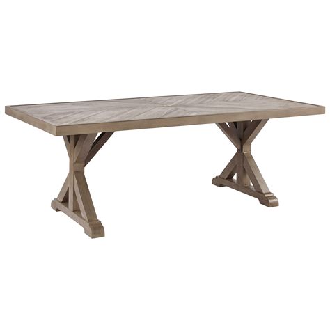 signature design  ashley beachcroft rectangular dining table  umbrella option royal