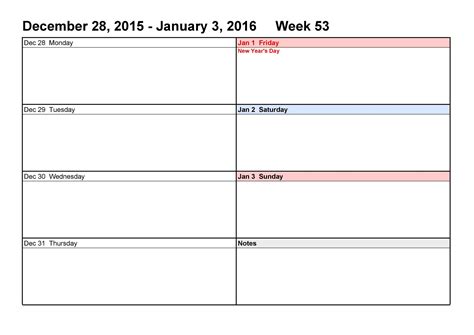 week calendar template word customize  print