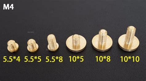 50pcs D10 M4 4 8 10mm Leathcrafts Pure Solid Brass Flat Slotted Head