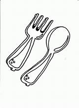 Spoon Coloring Fork Knife Pages Cutlery Template Animation sketch template
