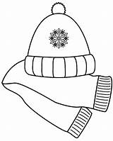 Scarf Hat Winter Coloring Pages Clip Clipart Scarves Christmas Clothing Hats Clothes Color Kids Print Cliparts Printable Line Library Coloured sketch template
