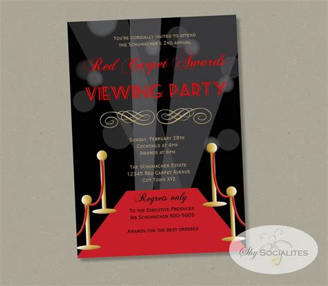 red carpet awards viewing invitation red carpet party etsy red