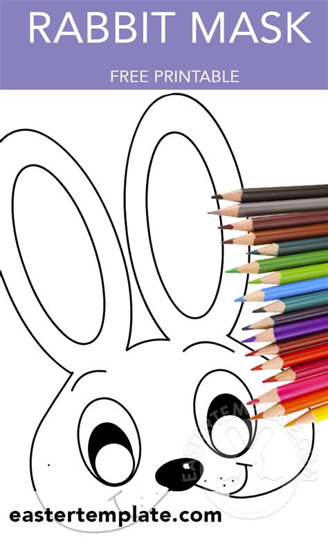 rabbit mask coloring page easter template