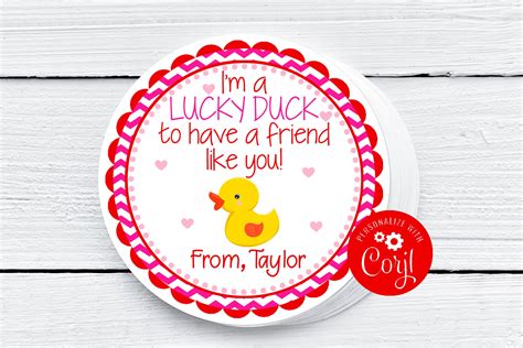 editable lucky duck valentines day tags rubber ducky etsy canada