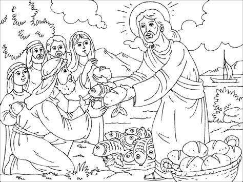 coloring page  mar  loaves  fishes