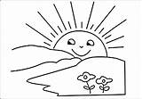 Coloring Sun Pages Rising Drawing sketch template
