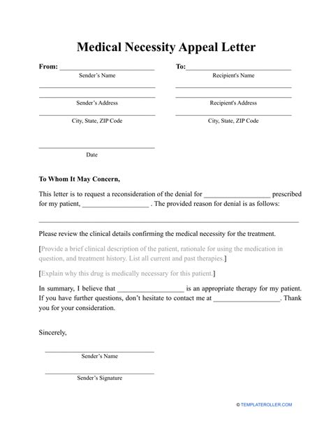 appeal letter template  medical necessity