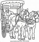 Delman Mewarnai Horse Kuda Sketsa Animasi Coachman Shutterstock Menarik Kartun Thumb1 Simpan sketch template