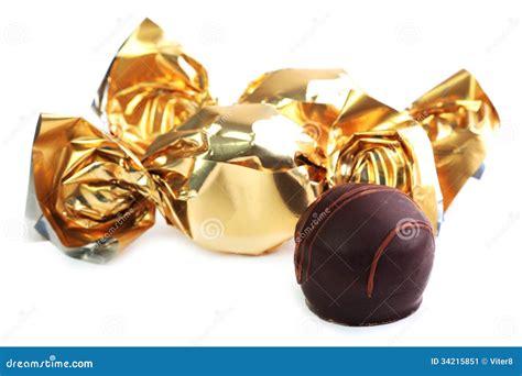chocolate candy  golden wrapper stock image image