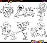 Kids Pets Coloring Set Vector Premium Illustration Preview sketch template