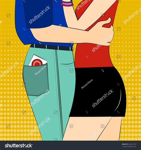 Safe Sex Vector Illustration Man Woman Stock Vector Royalty Free