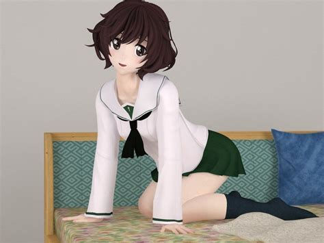 yukari akiyama anime girl pose 02 3d model cgtrader