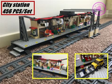 train station model building blocks kit bricks lepin city railway platform toy children