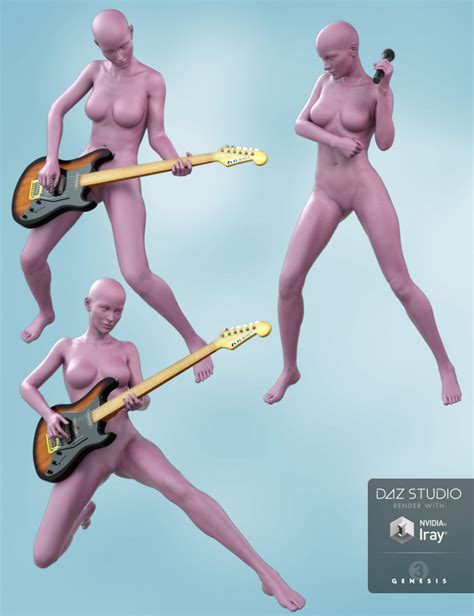 guitar and microphone with poses for genesis 8 female and