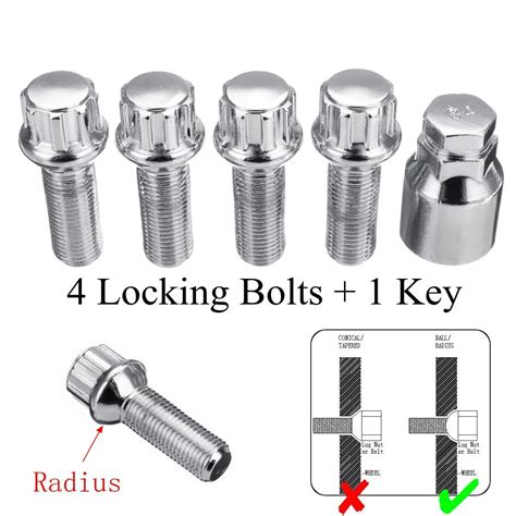 steel wheel lock bolts   mm locking radius security lug nuts set  vw  nuts bolts