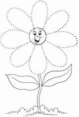 Flower Worksheet Trace Dotted Worksheets Line Preschool Tracing Drawing Outline Spring Kids Printable Kindergarten Flowers Toddler Make Coloring Pages Activity sketch template