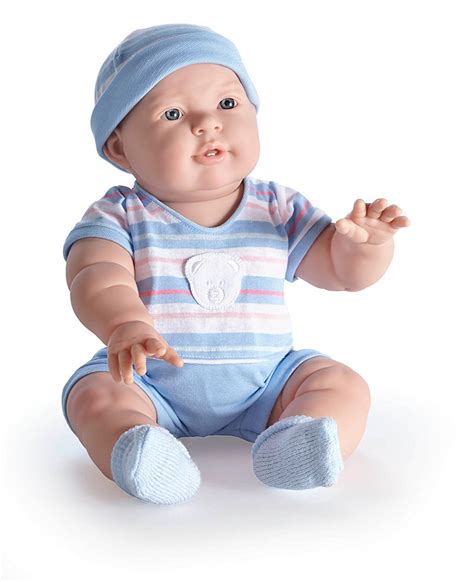 jc toys lucas baby doll   vinyl dressed   light blue striped