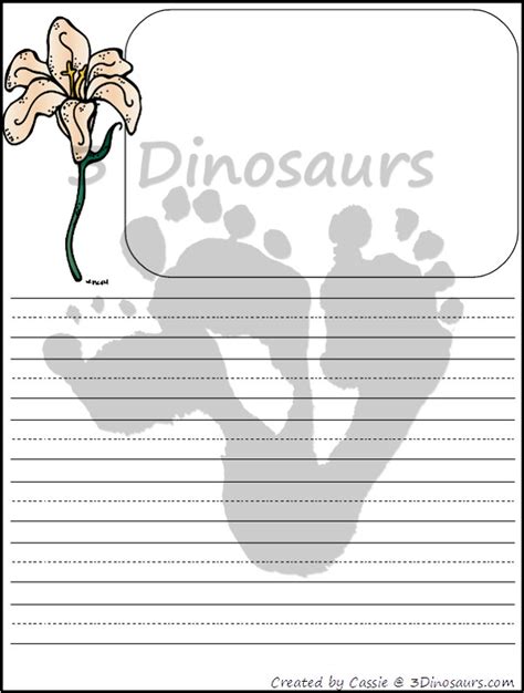 flower themed writing paper printable  dinosaurs