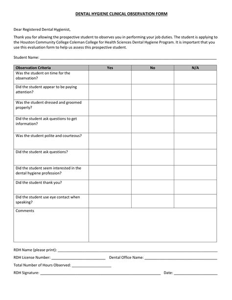 clinical observation forms   ms word