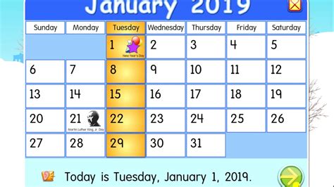 january 2019 calendar starfall youtube