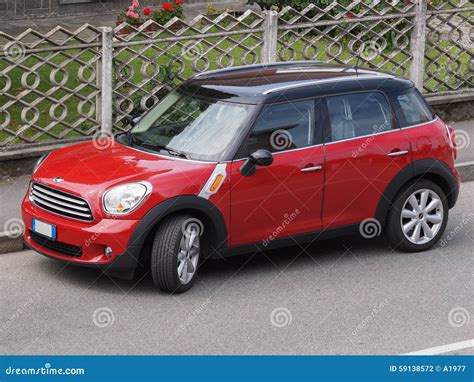 red mini minor car  version editorial photography image  transportation model