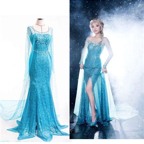 styles adult princess elsa cosplay costume elsa blue dresses