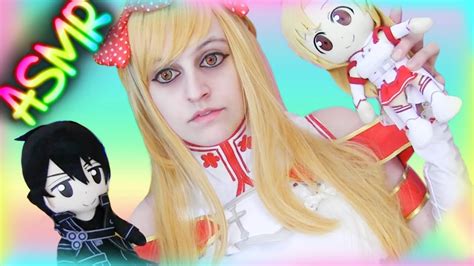 asmr caring girlfriend role play asuna ♡ sword art online cosplay mouth sounds hair brushing