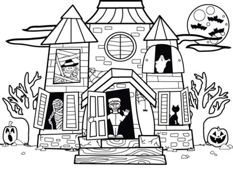 halloween haunted house coloring page  printable coloring pages
