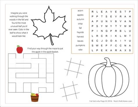 fall activity page printable