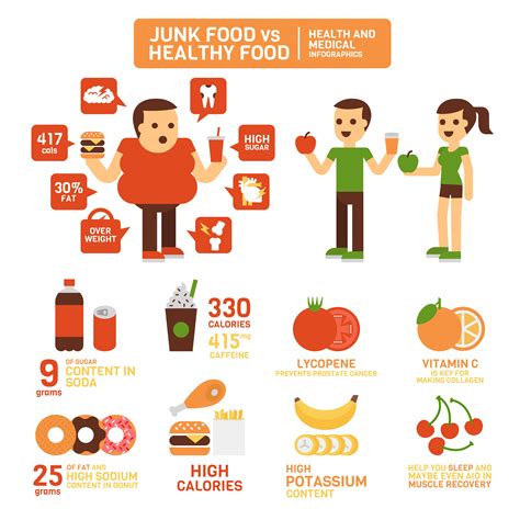 healthy food  junk food infographics