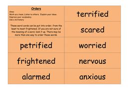 ordering vocabulary game teaching resources