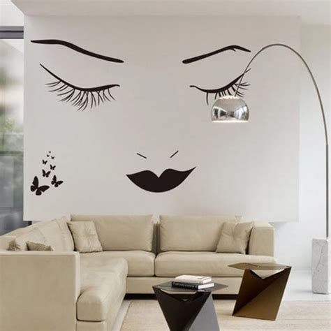 60cm 90cm large sex lady face with butterflies wall stickers home decor