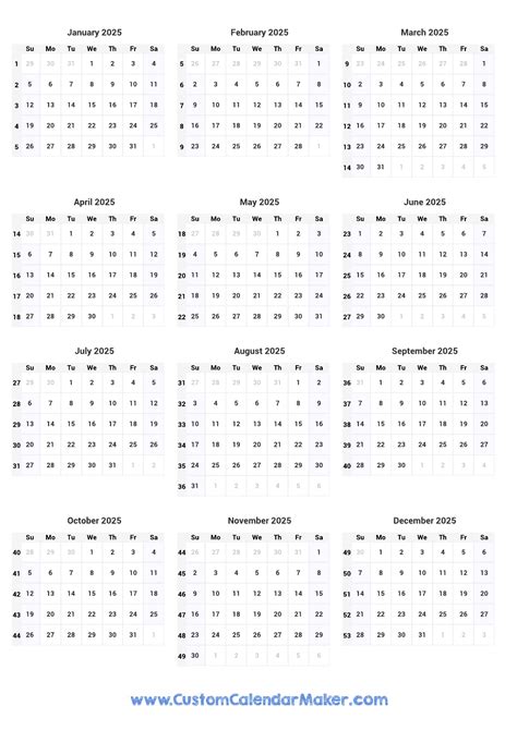 calendar  week numbers